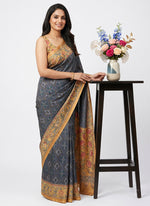 Load image into Gallery viewer, Siri Collections Premium Digital Print Satin Crepe Silk Saree with Blouse