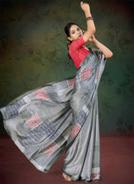 Load image into Gallery viewer, Lovely Digital Print Satin Saree