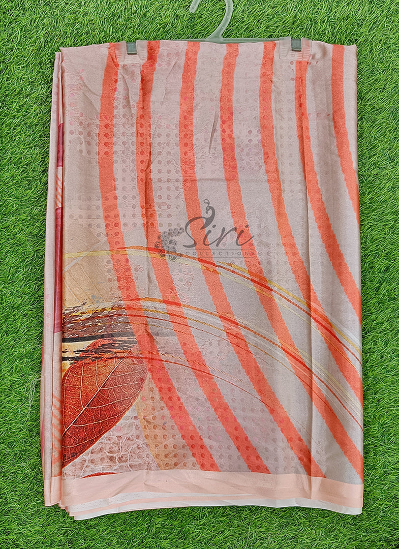 Lovely Digital Print Satin Saree