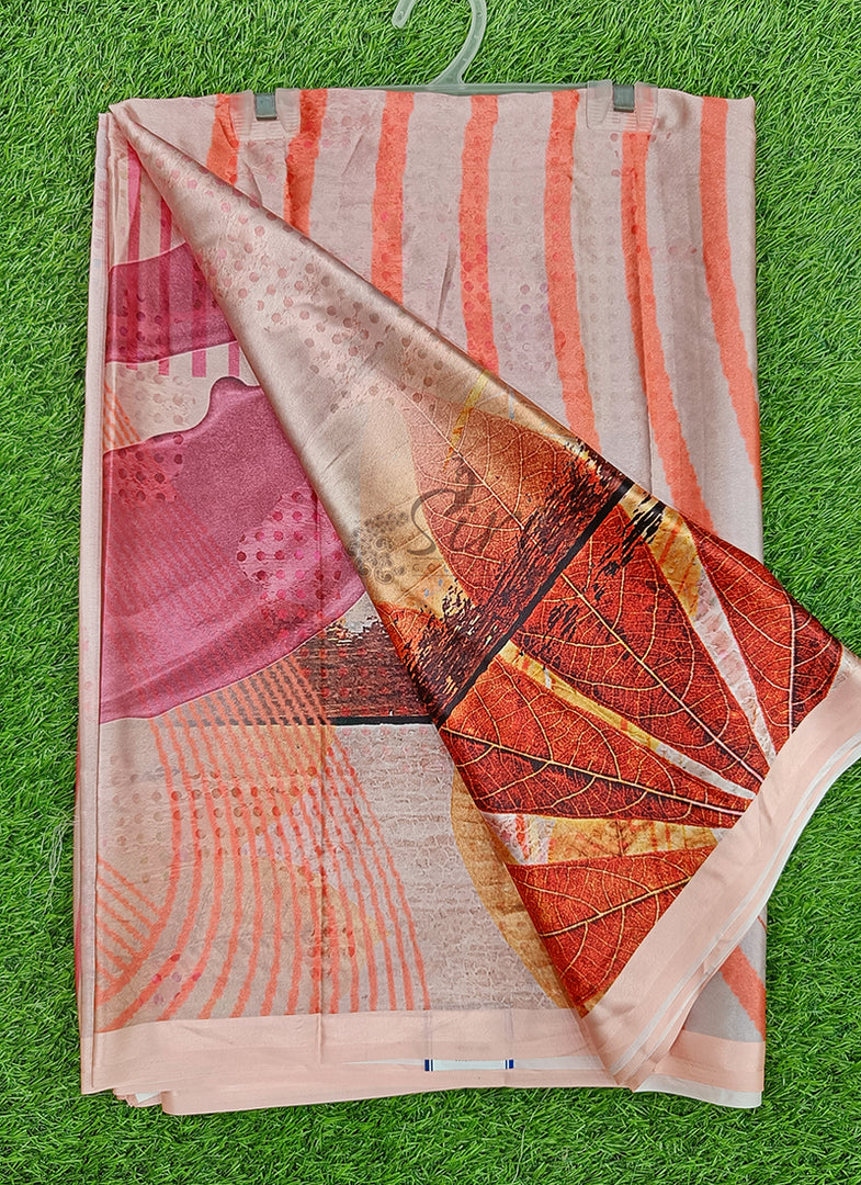 Lovely Digital Print Satin Saree