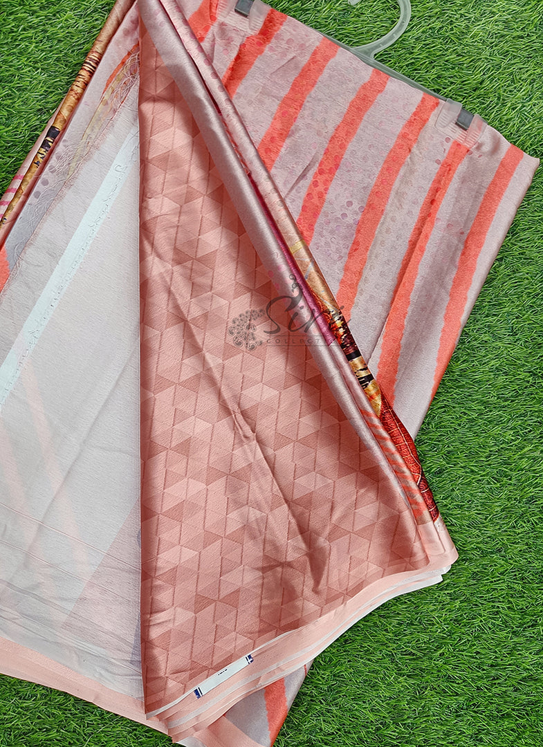 Lovely Digital Print Satin Saree