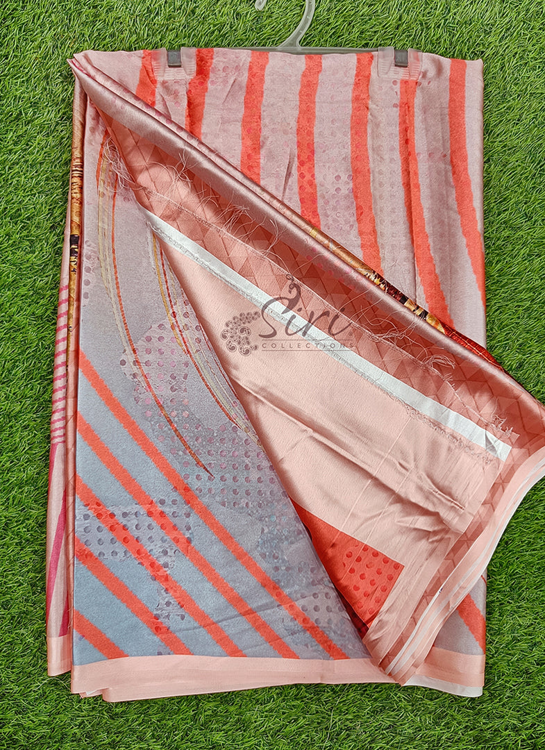 Lovely Digital Print Satin Saree