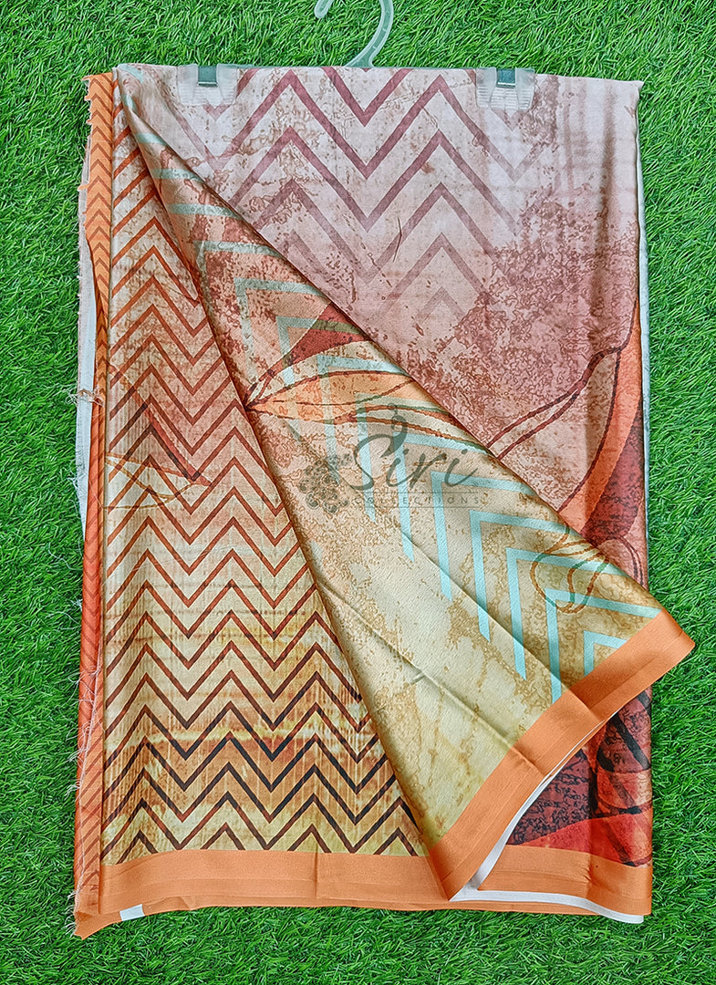 Lovely Digital Print Satin Saree