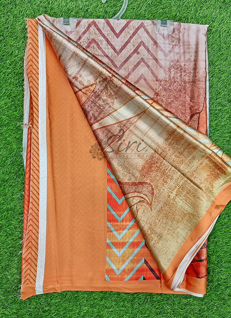 Lovely Digital Print Satin Saree
