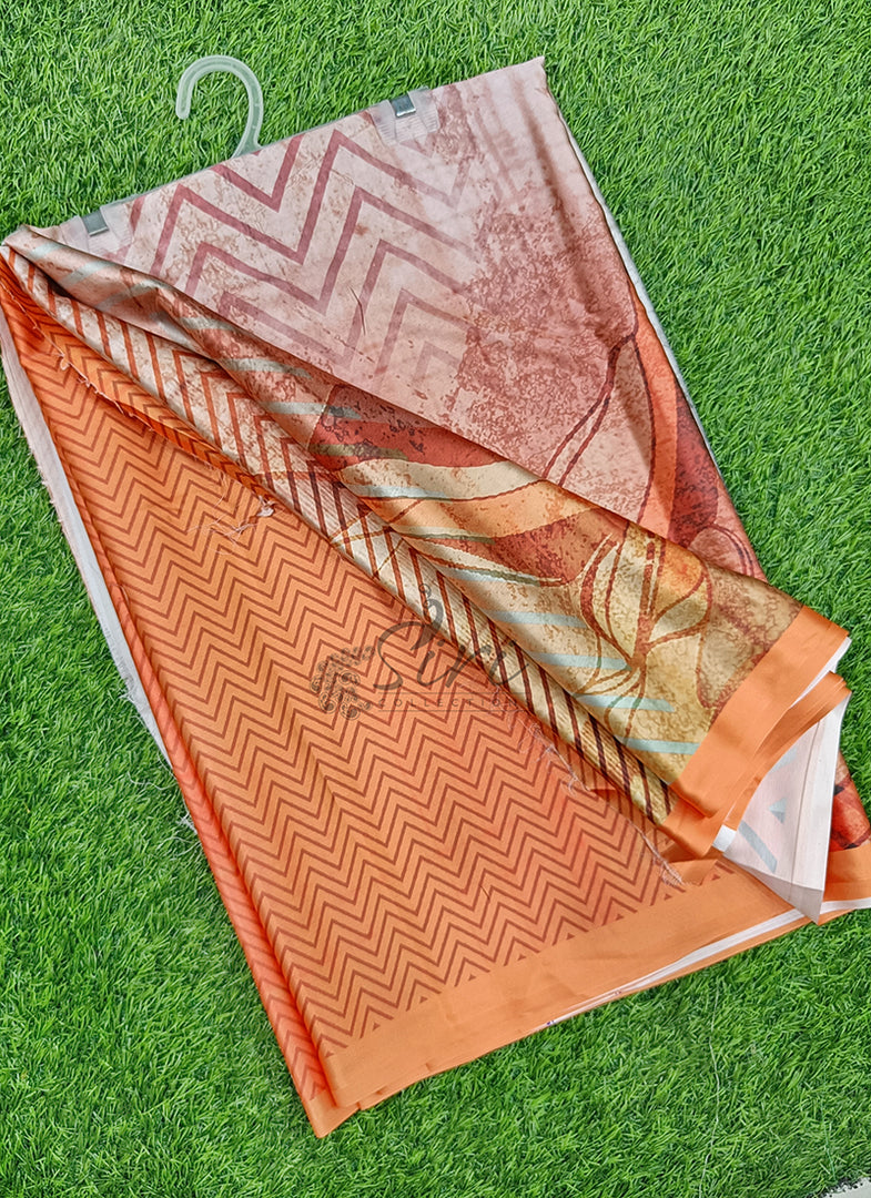 Lovely Digital Print Satin Saree