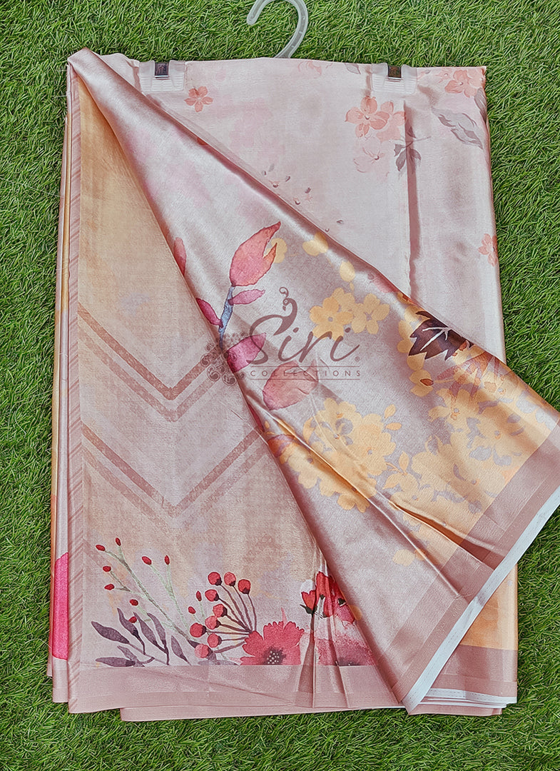 Lovely Digital Print Satin Saree