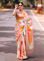Load image into Gallery viewer, Lovely Digital Print Satin Saree