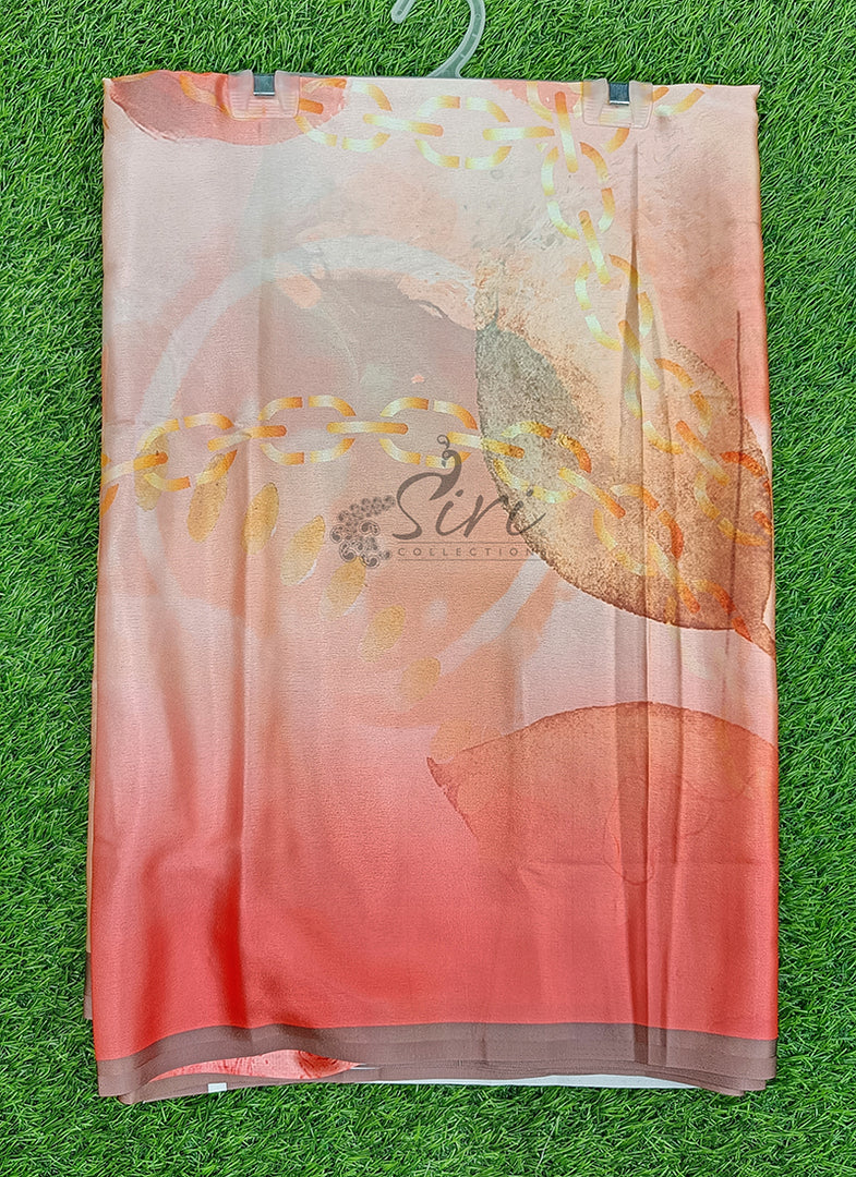 Lovely Digital Print Satin Saree