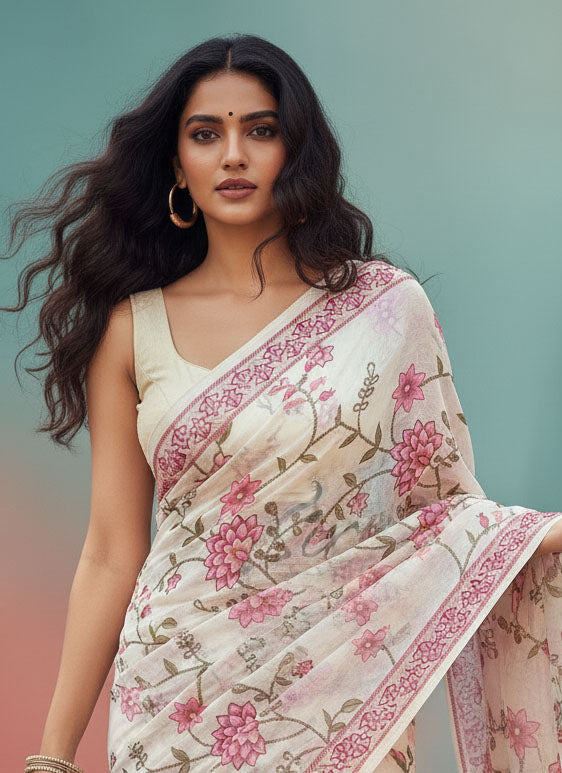 Latest Digital Print Crepe Georgette Saree