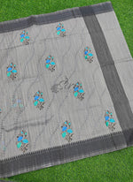 Load image into Gallery viewer, Beautiful Grey Fancy Banarasi Saree in Flower Buti Design