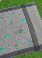 Load image into Gallery viewer, Beautiful Grey Fancy Banarasi Saree in Flower Buti Design