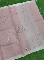 Load image into Gallery viewer, Beautiful Jute Silver Tissue Saree with Handwork Buti