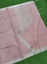 Load image into Gallery viewer, Beautiful Jute Silver Tissue Saree with Handwork Buti