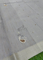 Load image into Gallery viewer, Beautiful Jute Silver Tissue Saree with Handwork Buti