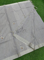 Load image into Gallery viewer, Beautiful Jute Silver Tissue Saree with Handwork Buti
