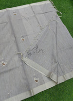 Load image into Gallery viewer, Beautiful Jute Silver Tissue Saree with Handwork Buti