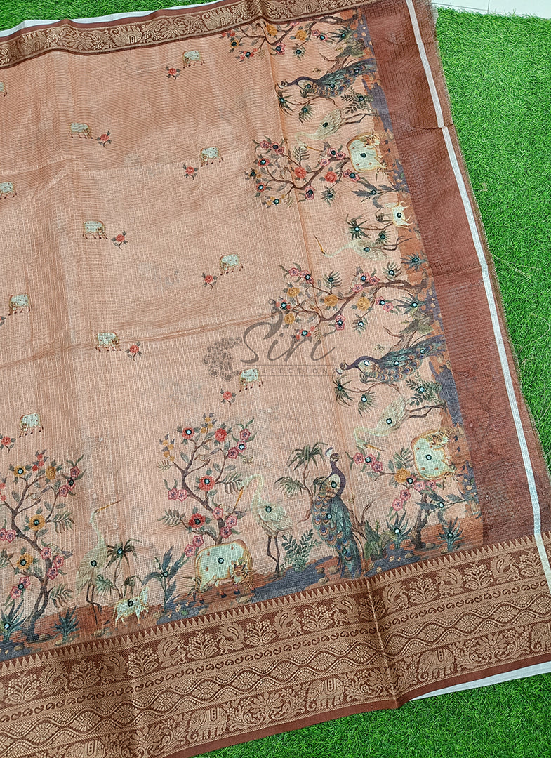 Beautiful Digital Print Kota Saree in Kanchi Borders