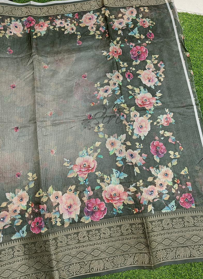 Beautiful Digital Print Kota Saree in Kanchi Borders
