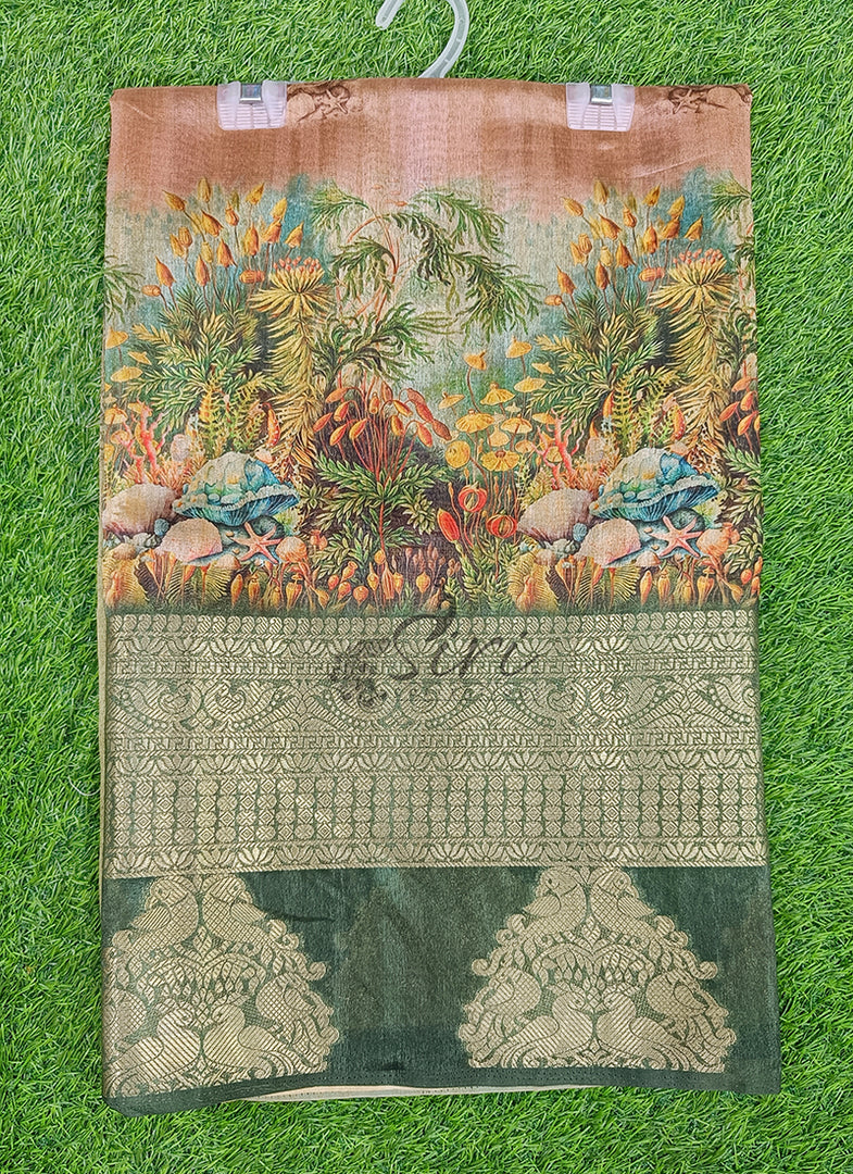 Lovely Digital Print Fancy Silk Saree