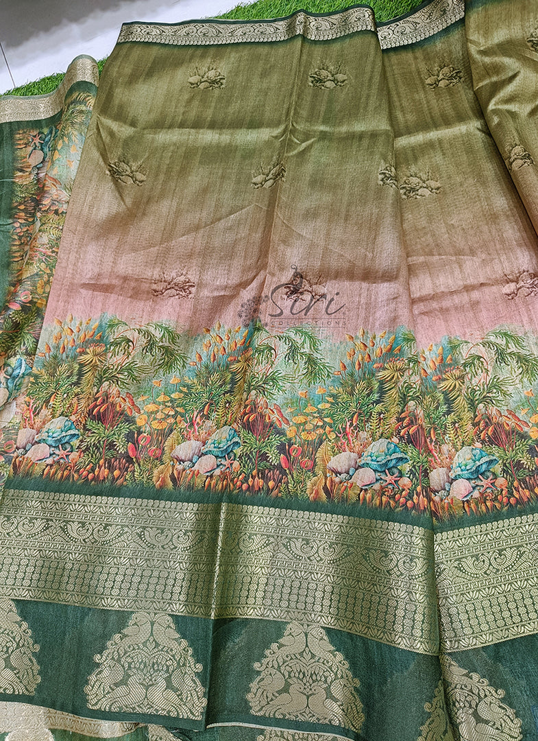 Lovely Digital Print Fancy Silk Saree
