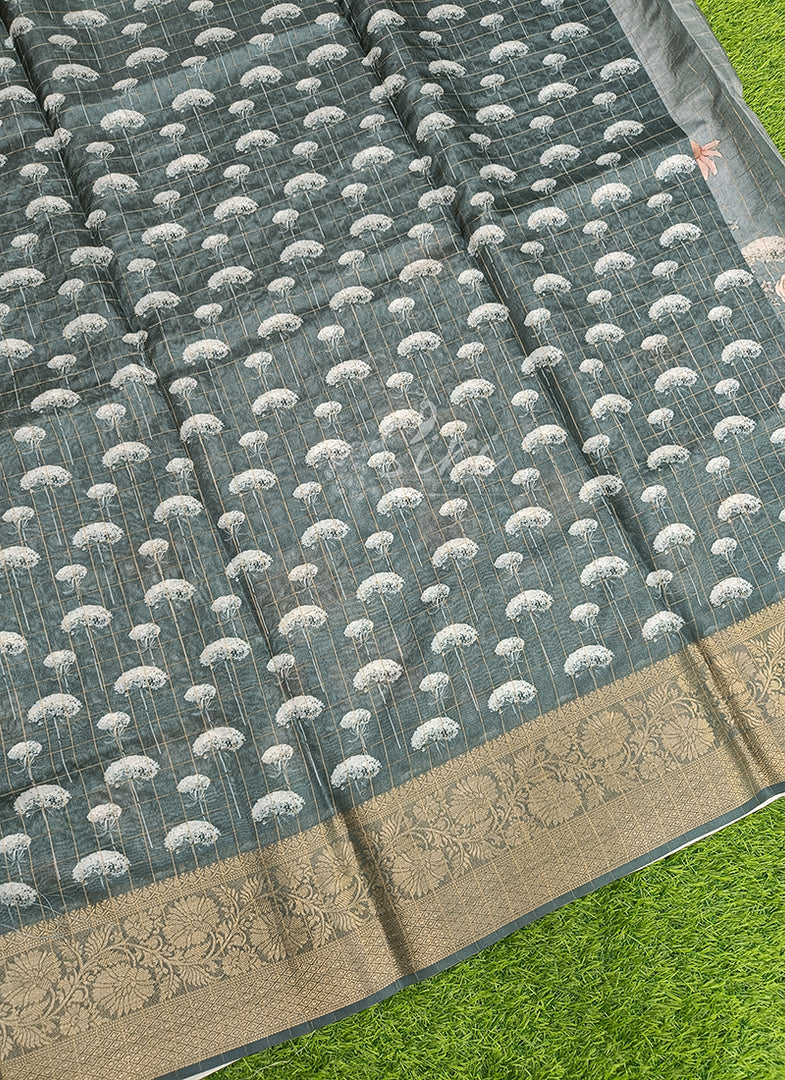 Beautiful Digital Print Fancy Silk Saree in Kanchi Borders