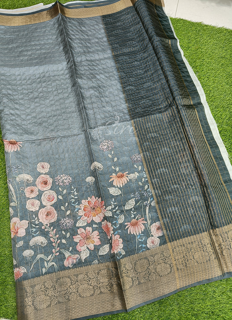 Beautiful Digital Print Fancy Silk Saree in Kanchi Borders