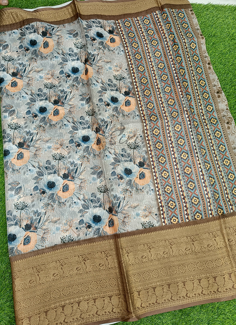 Beautiful Digital Print Kota Saree in Kanchi Borders