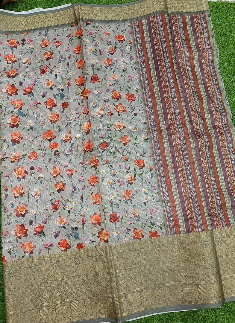 Beautiful Digital Print Kota Saree in Kanchi Borders