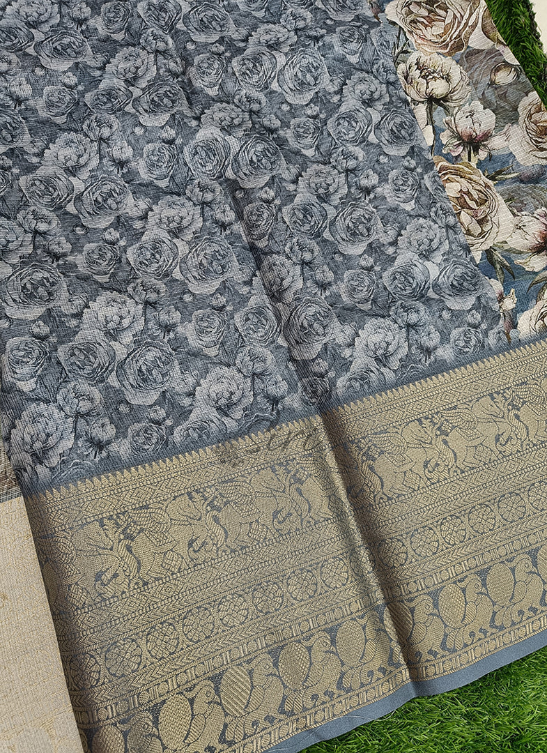 Beautiful Digital Print Kota Saree in Kanchi Borders