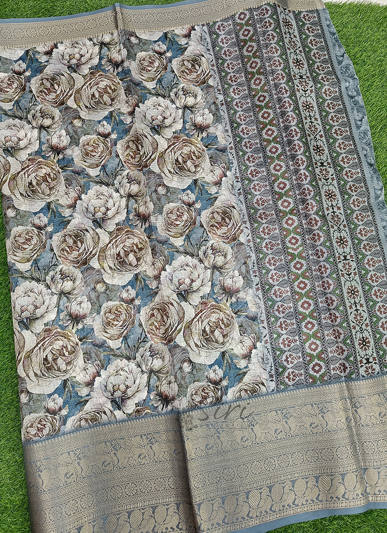 Beautiful Digital Print Kota Saree in Kanchi Borders