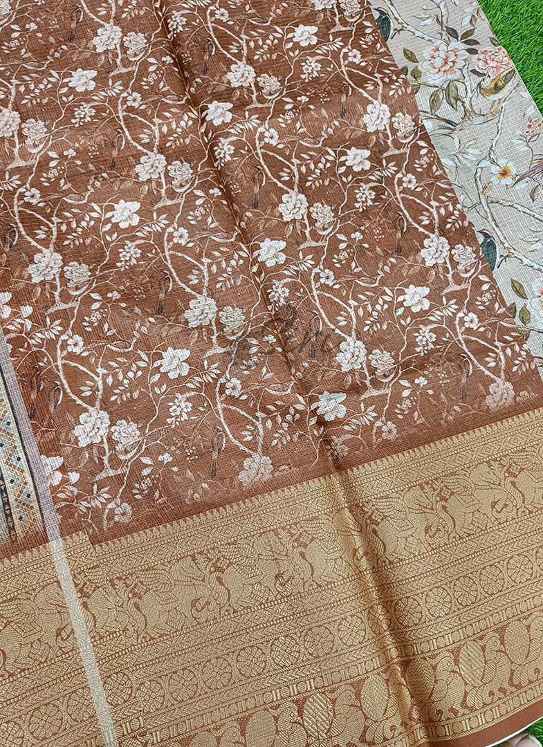 Beautiful Digital Print Kota Saree in Kanchi Borders