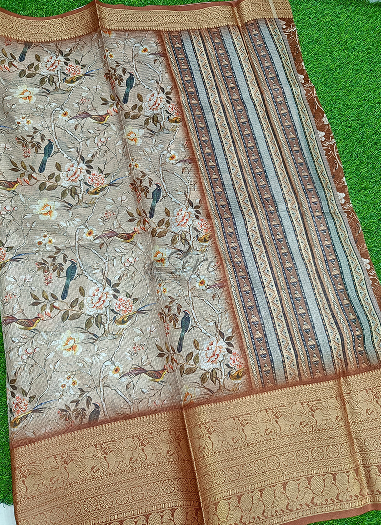 Beautiful Digital Print Kota Saree in Kanchi Borders