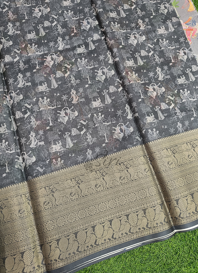 Beautiful Digital Print Kota Saree in Kanchi Borders
