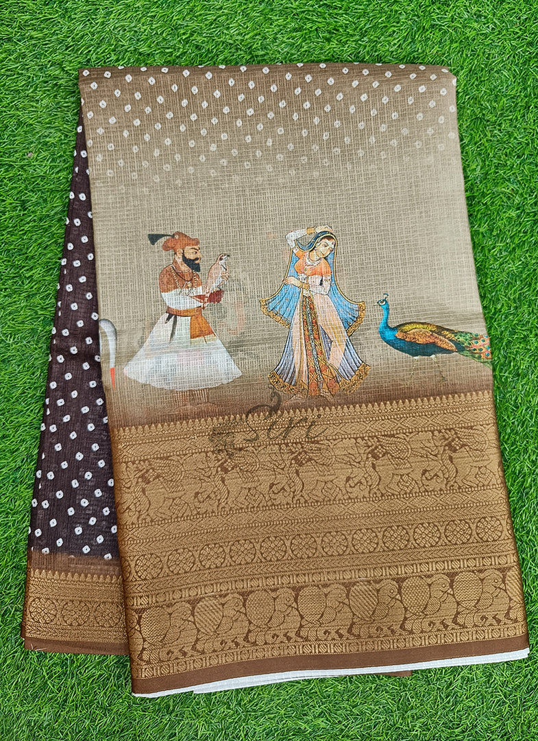 Beautiful Digital Print Kota Saree in Kanchi Borders