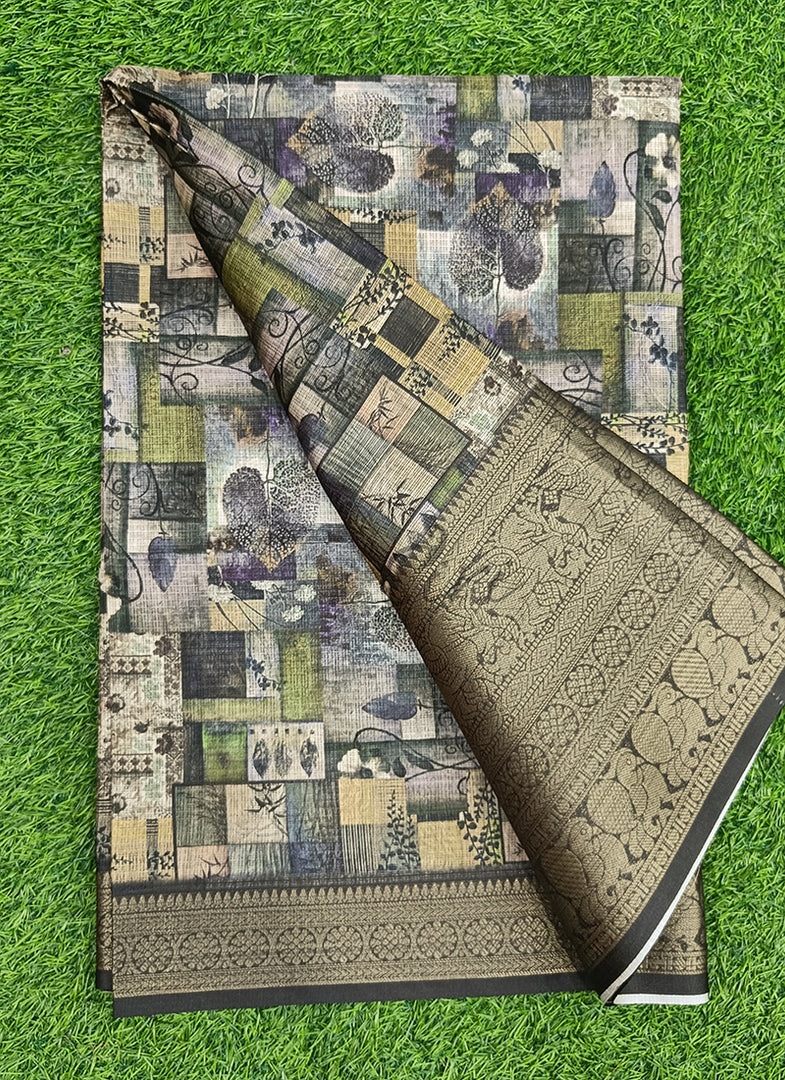 Beautiful Digital Print Kota Saree in Kanchi Borders