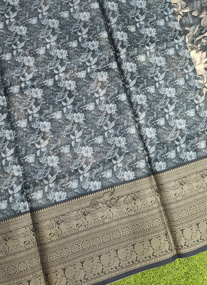 Beautiful Digital Print Kota Saree in Kanchi Borders