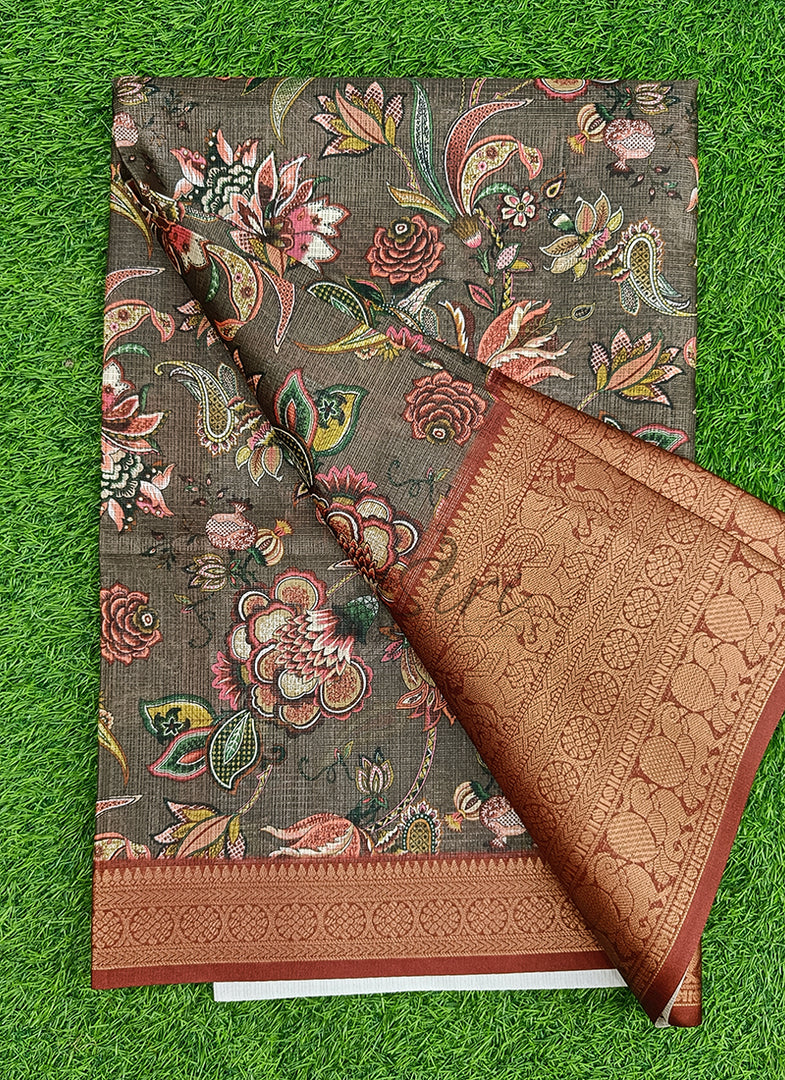 Beautiful Digital Print Kota Saree in Kanchi Borders