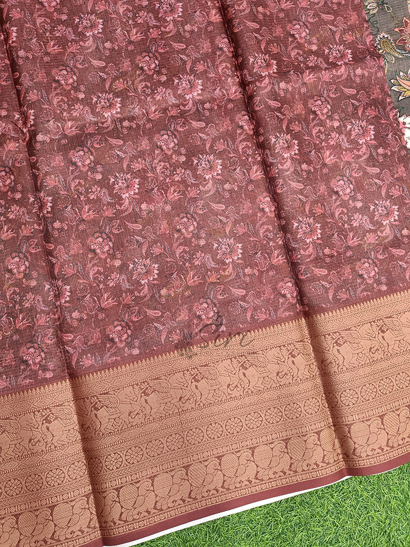 Beautiful Digital Print Kota Saree in Kanchi Borders