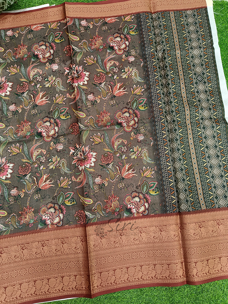 Beautiful Digital Print Kota Saree in Kanchi Borders
