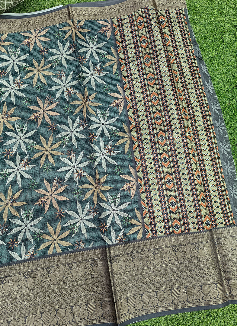 Beautiful Digital Print Kota Saree in Kanchi Borders