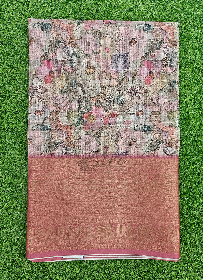 Beautiful Digital Print Kota Saree in Kanchi Borders