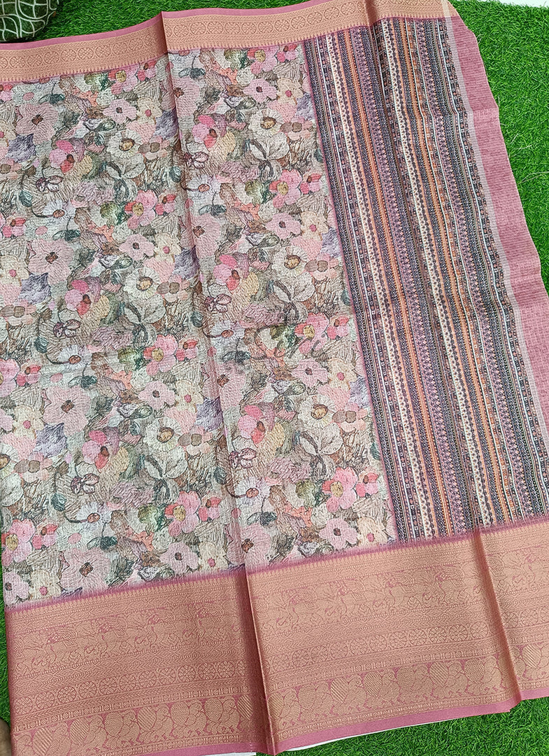 Beautiful Digital Print Kota Saree in Kanchi Borders