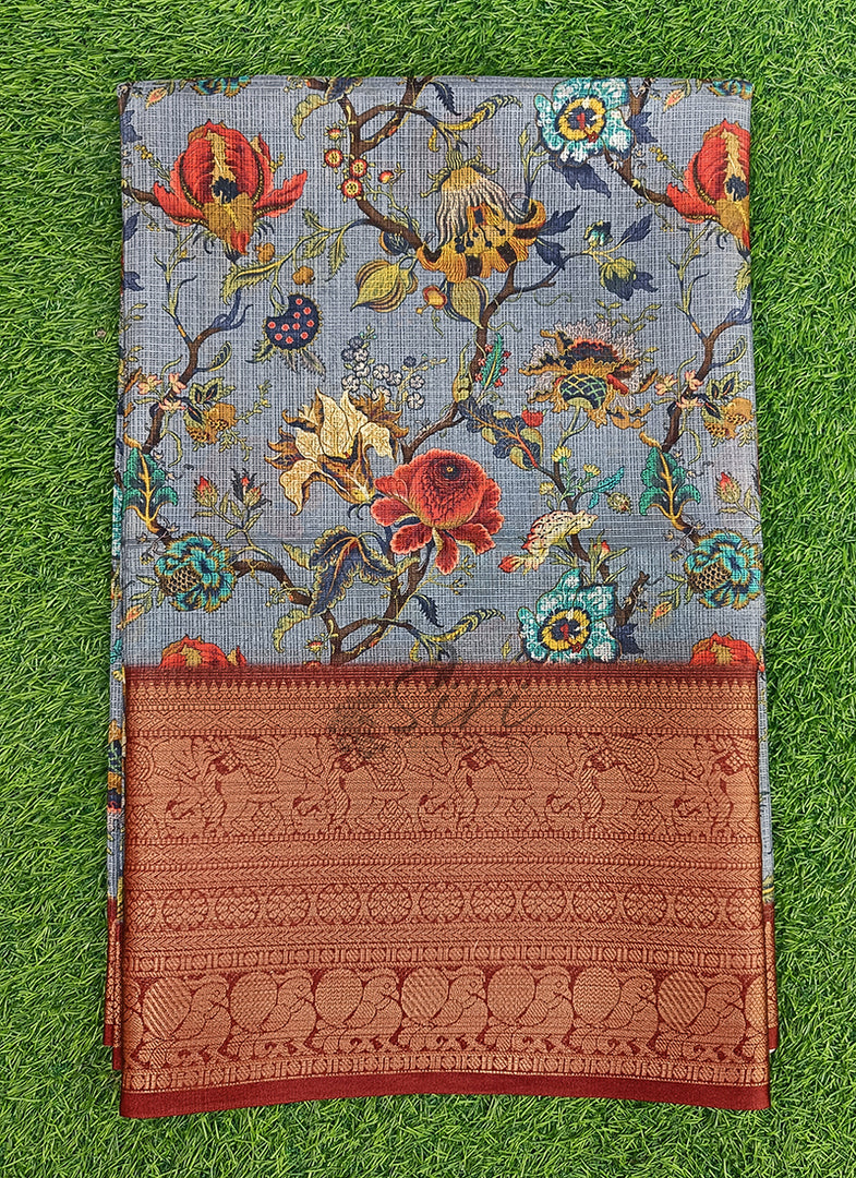 Beautiful Digital Print Kota Saree in Kanchi Borders