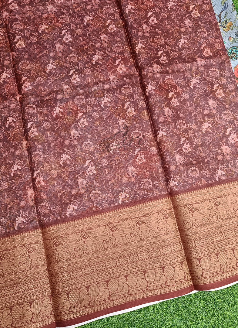 Beautiful Digital Print Kota Saree in Kanchi Borders