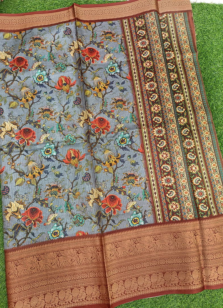 Beautiful Digital Print Kota Saree in Kanchi Borders