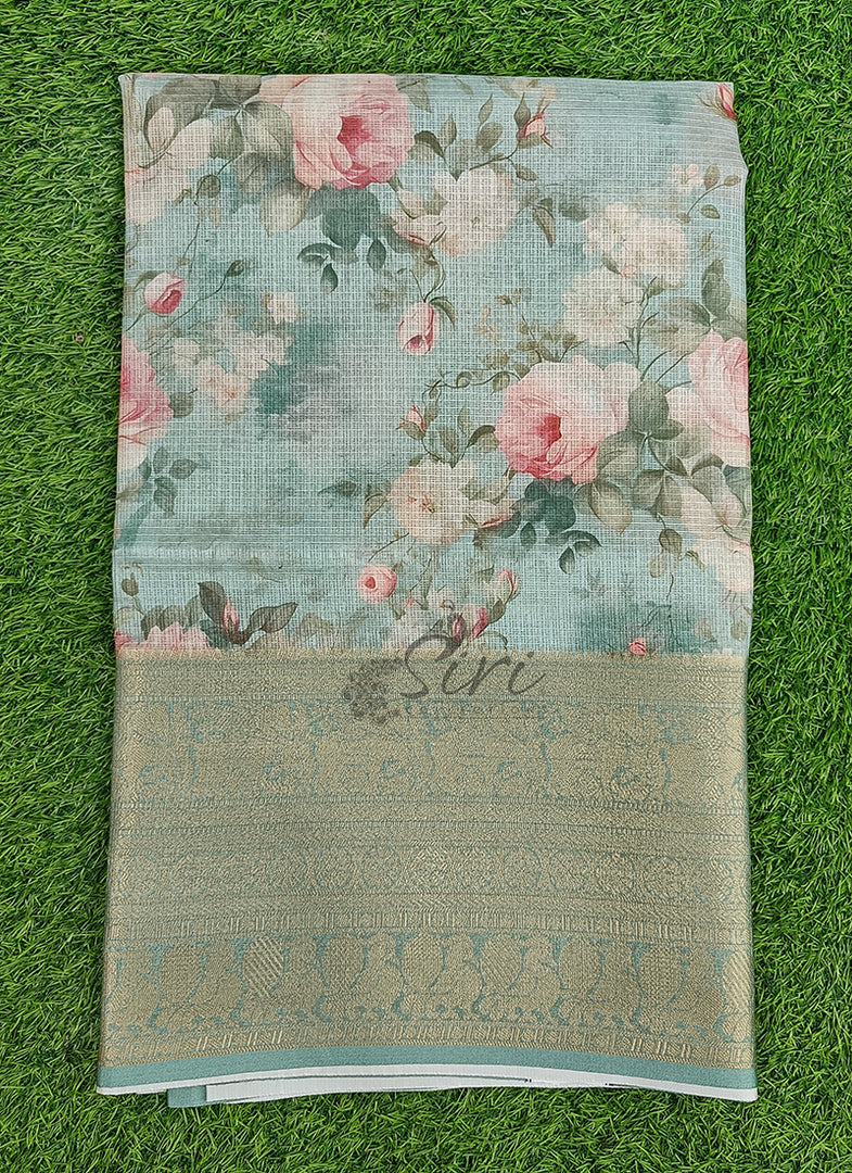 Beautiful Digital Print Kota Saree in Kanchi Borders