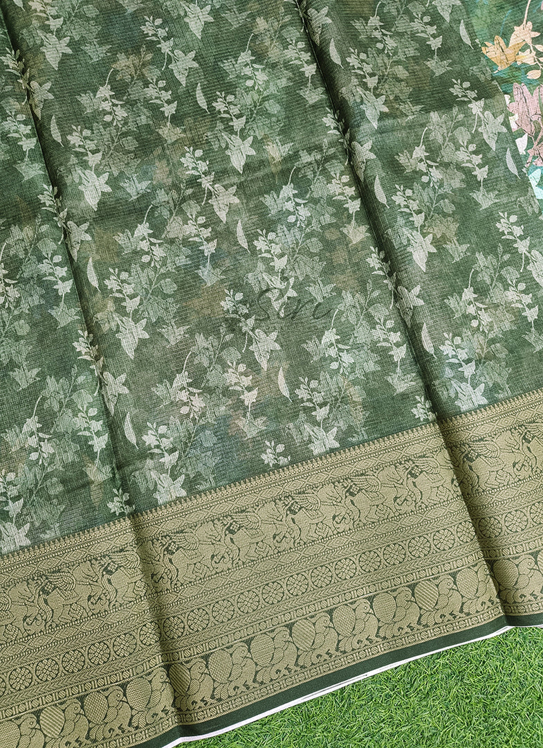 Beautiful Digital Print Kota Saree in Kanchi Borders