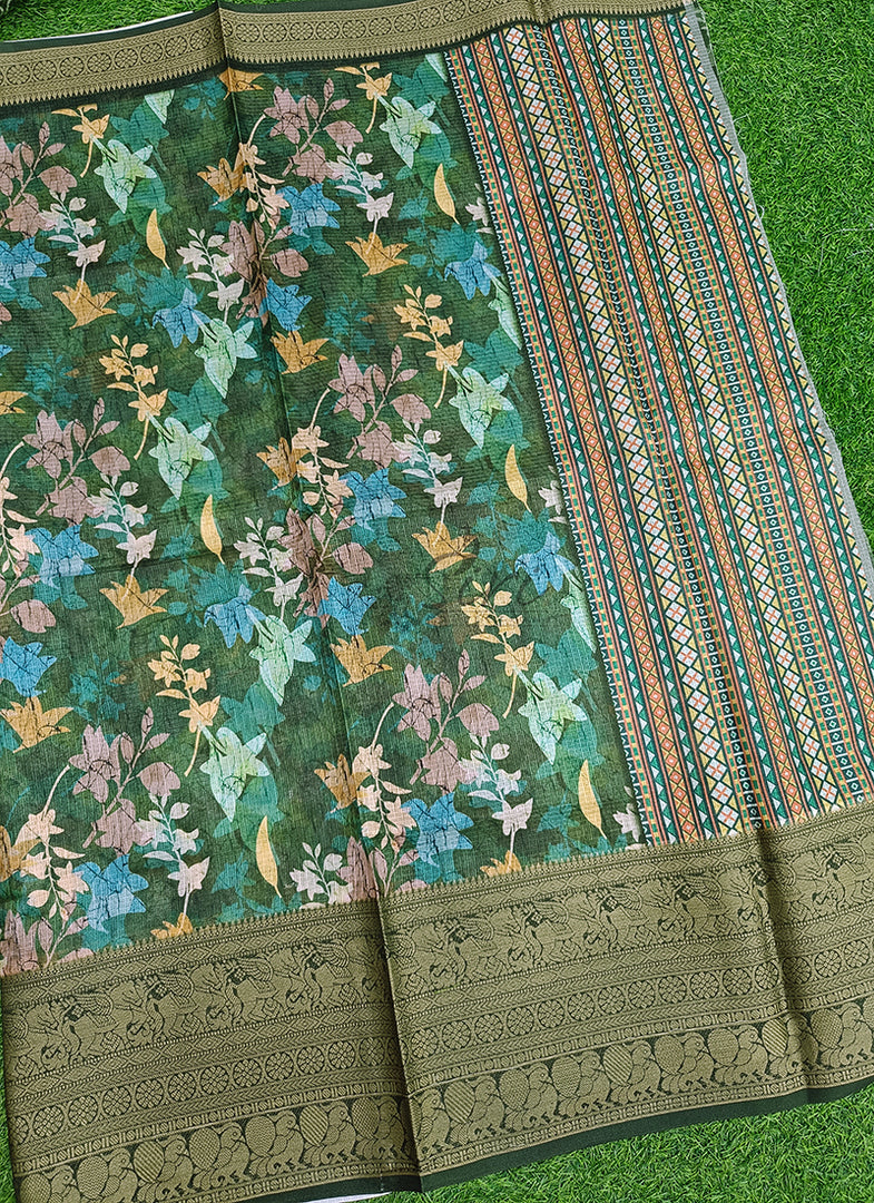 Beautiful Digital Print Kota Saree in Kanchi Borders