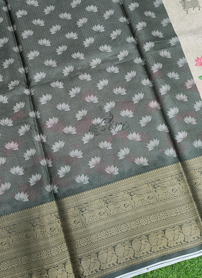 Beautiful Digital Print Kota Saree in Kanchi Borders