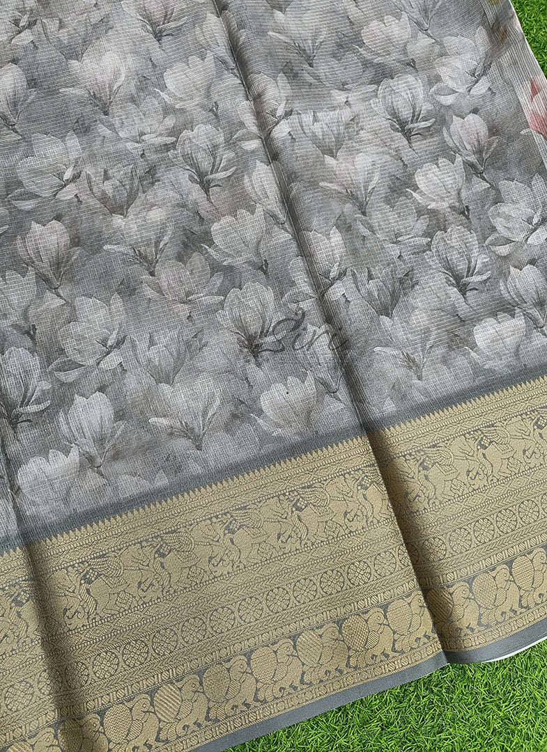 Beautiful Digital Print Kota Saree in Kanchi Borders